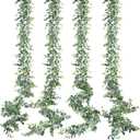 Sggvecsy Artificial Eucalyptus Garland 4 Pack Fake Eucalyptus Greenery Garland Faux Hanging Plants Artificial Vines, 5.6 Feet/Strand for Wedding Backdrop Arch Wall Table Party Outdoor Festival Decor