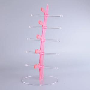 Acrylic Sunglass Frame,Display Shelf Organizer Stand for Five Pairs of Glasses (Pink)