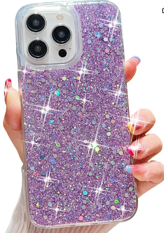 for iPhone 16 Case Glitter, Shiny Bling Sparkly Design Phone Cover for Women Girls Cute Soft TPU Slim Shockproof Protective Phone Case for iPhone 16 6.1", Purple