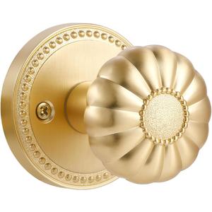 Gold Door Knobs Passage Door Knobs Brushed Gold Interior Satin Brass Door Knob for Hall and Closet,Zinc Alloy 1 Pack