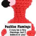 3 x Positive Flamingo Gifts for Women Teen Girls, Birthday Gifts for Friend Coworker Her, Back to School Gift for Students, Christmas Stocking Stuffers Positive Crochet Animals Handmade Crochet Flamingo, pocket-size