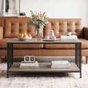 SENIG Small Coffee Table for Living Room with Slatted Sides Frame 39 Inch, 39.3in