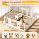 Foldable Clear Acrylic Dog Playpen with Door, 23.6" Acrylic Puppy Playpen, Easy Assemble Indoor Pet Fence with White Frame, Clear Dog Playpen for Puppies & Animal (White, 23.6‘H, 14 Panels + 1 Door)