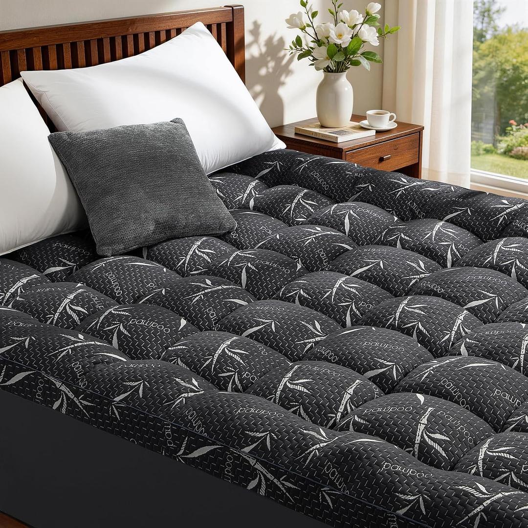 4 Inch Memory Foam Mattress Topper King Size - Extra Thick 2000 GSM Pillow Top Mattress Topper Body-Contouring Support for Back Pain,Breathable Cover with 6"-18" Deep Pocket (Black,78"x80")