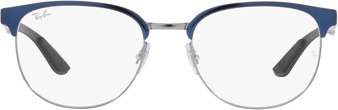 Ray-Ban Women's Rx8422 Square Prescription Eyewear Frames (Blue on Gunmetal/Demo Lens)