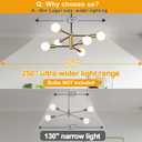 11"-52" Height Adjustable Chandelier Dining Room Light Fixture, 6-Light Modern Sputnik Chandeliers Brushed Gold and Black Mid Century Chandelier Over Table, Chandeliers for Dining Room Living Room