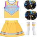 Girls Cheerleader Costume Outfit Halloween Cheer Uniform Dress Up with Accessories (XXL)