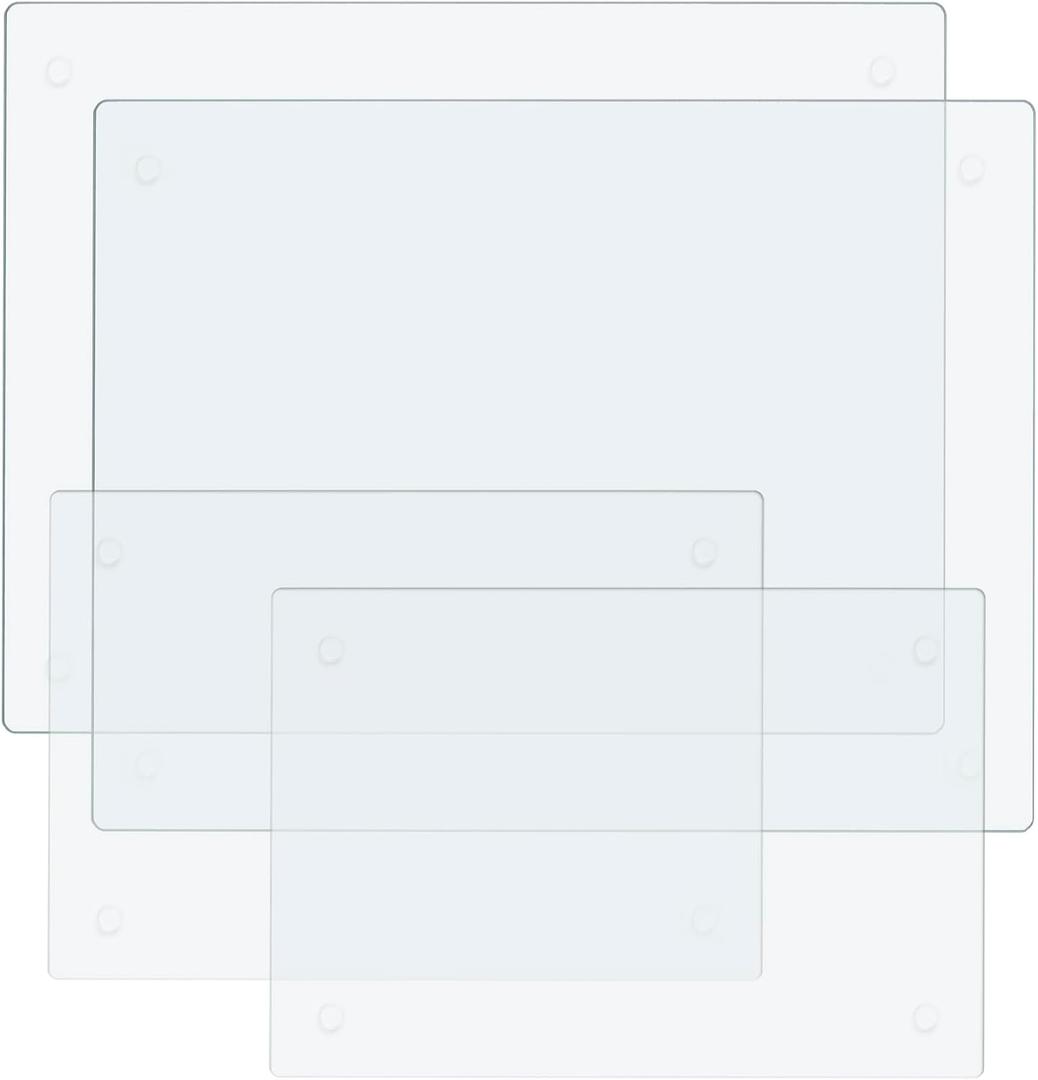 Phore Tempered Glass Cutting Board for Kitchen Counter, Clear Cutting Board for Countertop, Dishwasher Safe, Scratch Resistant, Heat Resistant, Shatter Resistant, Set of 4 (12"x16"x2, 8"x12"x2)