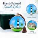 LiBien Santa Beach Inside Painted Glass Ornament - 3.15'' Hand Art Collectible - Tropical Summer Decor for Beach Lovers, Birthdays, Mother's Day & Coastal Home