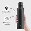 Meoky 24 oz Slim Insulated Water Bottle: Leak Proof Locking Lid, 2-in-1 Straw and Spout, 24 Hours Cold, Top Handle, BPA Free, Stainless Steel Water Bottle for Men Sports Travel Gym, Night