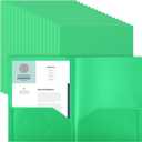 Gueevin 50 Pcs Plastic Folders with Pockets, Back to School Two Pocket Folder Fit Letter Size, Heavy Duty School Business Card Holder for Home Office, 11. 61 x 9. 45 Inches (Green)