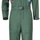 TOKYO REVENGERS Men Fighter Pilot Jumpsuit Air Force Flight Outfit Halloween Cosplay Costume With Accessories Set (3X-Large, Green)