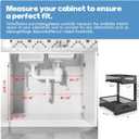 2-Pack Under Sink Storage Organizer, Large 2-Tier Elegant Mesh Pull Out Shelf for Kitchen and Bathroom Cabinet Organization, L-Shaped and Adjustable Height Design,Patent Pending-Black