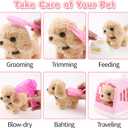 14PCS Dog Toys for Kids, Walking Barking Electronic Interactive Plush Puppy Toy with Carrier and Accessories, Pet Care Toy Set for Kids, for Girls and Boys 3 4 5 6+ Year Old (Pink)