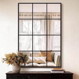 Window Pane Wall Mirror, 36"x24" Wall Mounted Window Mirror for Living Room, Bedroom, Entryway, Dining Room, Home Wall Decor