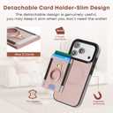 DREAMME Phone Case for iPhone 17 Pro Wallet Case Card Holder, RFID Blocking, Shockproof, Compatible with Magsafe 2 in 1 Detachable Phone Cover with Airtag Holder for Women Men, Rose Gold
