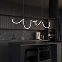 Modern Kitchen Island Light Fixtures 3000K-6500K Black Pendant Lights Fixture with 59.05 inch Soft Silicone Lamp Strip DIY Outlook Modern Linear Chandelier for Table Dining Room Island