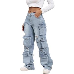 Ryehack Women’s Baggy Jeans Y2k Cargo Jeans Casual High Waist Baggy Denim Cargo Pants with Pockets Streetwear. Size 2XL