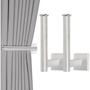 Groleca Curtain Holdbacks 2 Pack Metal Curtain Tiebacks Modern Curtain Hooks for Wall Curtain Ties Curtain Pull Backs for Thin or Thick Curtain (2, Silver)