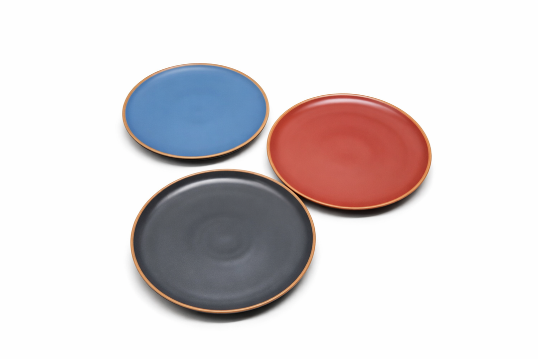 Mora Ceramic Artisan Matte Dinner Plates Set of 3, 10 inch Dish Set - Microwave, Oven, and Dishwasher Safe, Scratch Resistant, Modern Rustic Dinnerware- Kitchen Porcelain Serving Dishes