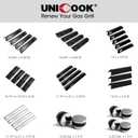 Unicook 4 Pack Porcelain Grill Heat Plate 14.56" L, Gas Grill Replacement Parts Burner Cover, Heat Shield Tents, Flavorizer Bars, Flame Tamer Guards for Gas BBQ