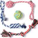 Fida Dog Rope Toys 4 Pack, Puppy Teething Sturdy Cotton Chew Tug Ropes Indoor/Outdoor, Exercise Interactive Tug O'War Toys Set for Boredom Small