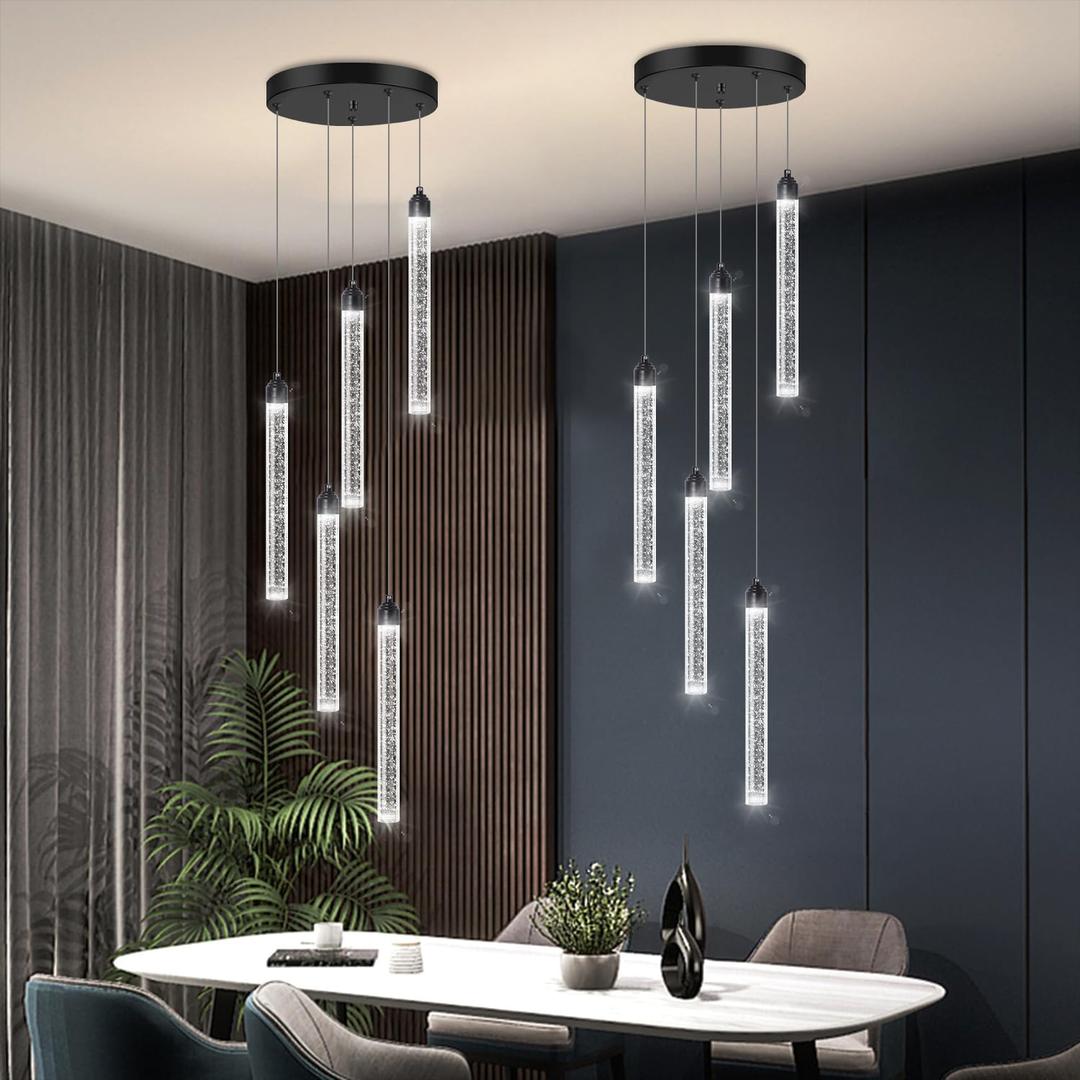 Crystal Pendant Light Mini Chandelier Bubble Pendant Lighting for Kitchen Island Black LED Ceiling Hanging Light Bathroom Dining Room Corridor Dimmable Flush Mount Ceiling Light Dimmable 2700K 6000K