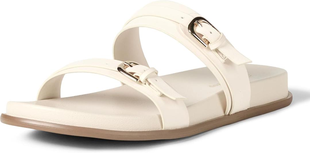 The Drop Women's Avona Two Strap Slide Sandals (8.5, Cream)