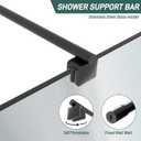 Shower Door Support Bar, 27.5'' to 47.2'' Telescopic Stainless Steel Wall-to-Glass Support Bar for 1/4"(6mm) to 3/8"(10mm) Thick Glass, Fixed Panel Support Rod, Matte Black