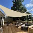 E&K Sunrise 12' x 16' Sun Shade Sail Rectangle Canopy Shade Cover UV Block for Patio Backyard Garden Outdoor (Beige)