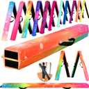 MARFULA 9 FT Folding Gymnastics Beam Foam Balance Floor Beam - Extra Firm - Suede Cover - Anti Slip Bottom with Carry Bag for Kids/Adults Home Use (Starlight Rainbow)