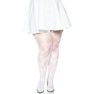 Leg Avenue Women's Dark Alternative Animal Fishnet Tights (White), 1X-2X