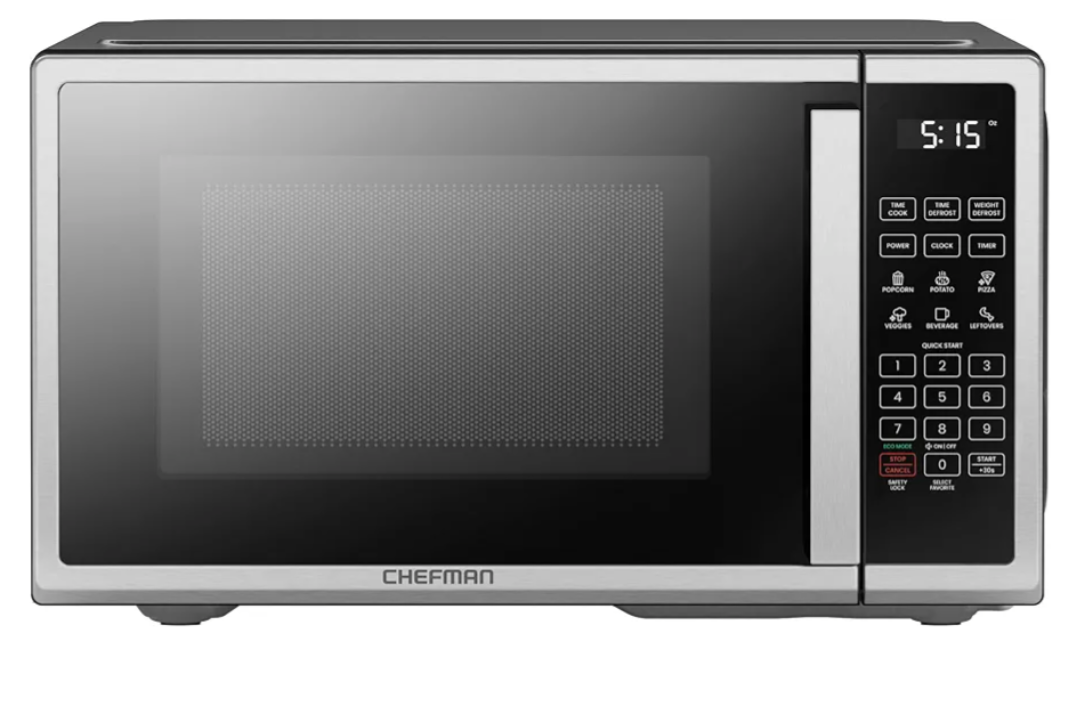 Chefman Countertop Microwave Oven 0.7 Cu. Ft. Digital Stainless Steel Microwave 700 Watts with 6 Auto Menus, 10 Power Levels, Eco Mode, Memory, Mute Function, Child Safety Lock, Easy Clean