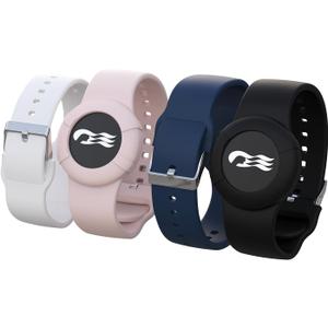 4 Pack Princess Cruise Medallion Holders for Kids and Adults, Silicone Wristbands for Carnival Ocean Medallion - 2 Sizes (S/M and M/L) in One Pack, Black and Dark Blue (M/L), Pink and White (S/M)