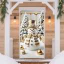 Nuxovilar Christmas Door Cover Banners for Front Door Decorations Festive Gilded Snowman Winter Holiday Decor for Home Indoor Outdoor 35"x71" (CC00513)