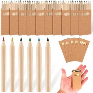 Faccito 10 Packs Mini Drawing Colored Pencils for Kids 3.5 Inch Portable Short Fat 6 Different Colors Pre-Sharpened Pencils in Bulk for Children Painting Classroom School Supplies