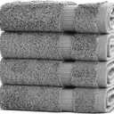 Chakir Turkish Linens 4 Piece Washcloth Set, 100% Cotton Luxury Turkish Washcloths for Bathroom, Soft Absorbent Washcloths, 13 x 13 Inches, Gray