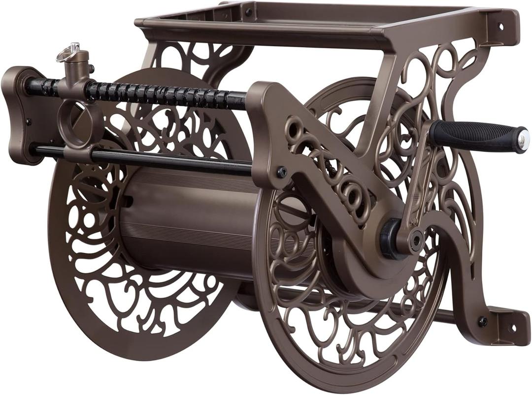 Liberty Garden Products Garden 707 Decorative Wall Mount Garden Guide Hose Reel, Bronze