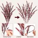 HyeFlora Artificial Fake Outdoor Plants for Fall Decoration, 8PCS Faux Wheat Grass Greenery Shurbs UV Resistant Fake Plant for Planter Home Garden Porch Window Box (Burgundy)