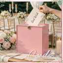 BreezeHug Light Pink Acrylic Wedding Card Box with Slot and Lock, Money Gift Box with DIY Letters Cards Gifts/Thank You Letters, Baby Shower Graduation Birthday Party (Medium)