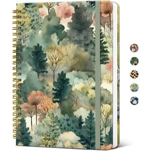 Aesthetic Journal for Women, A5 Hardcover Spiral Notebook, College Ruled Lined Journal for Writing & Note Taking, 140 Pages, Misty Woods