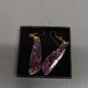 SELOVO Jasper Stone Earrings for Women Trendy Dangle Earrings Fishhook Drop Earrings (Purple&Brown-Gold Color Hook)