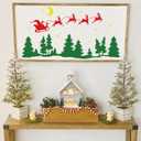 2 x Large Christmas Window Stencils for Snow Spray Reusable Pine House Reindeer Stencil Template Drawing Holiday Winter Scene Stencils for Painting on Wood Glass Window Doormat Wall(window4)