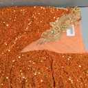 Sparkly Rhinestone Sequin Prom Dresses Beaded Applique Hollow Mermaid Pageant Gala Evening Party Gown (16, Orange)