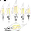 TOBUSA Dimmable E12 Candelabra LED Bulbs 60 Watt Incandescent Equivalent, 5000K Daylight White, Clear LED Chandelier Light Bulbs 6W, 600lm, CA11 Vintage Ceiling Fan Light Bulbs with Flame Tip, 6-Pack