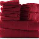 Hearth & Harbor Bath Towels for Bathroom - 100% Ring Spun Cotton Luxury Bathroom Towels - Ultra Soft & Highly Absorbent, Bath Towels Set of 10 - Burgundy Red
