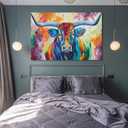 Aesthetic Longhorn Animals Colorful Cattle Poster Paintings Wall Decor Canvas Wall Art Photo Prints Posters for Room Aesthetic Bedroom Living Room Decor for Mens Framed Unframed 12x18inch(30x45cm)