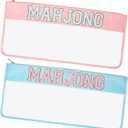 2 Pcs Mahjong Bags for Tiles, Mahjong Tile Bag with Zipper, Waterproof Accessories Storage Bag for Tiles (Pink, Blue)