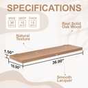 Solid Oak Floating Shelves - 36" Wide X 10" Deep, Heavy Duty Floating Shelf with L-Brackets, Rustic Wood Shelves for Home Decor