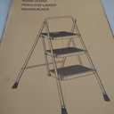 HBTower Step Ladder, Folding Step Stool with Wide Anti-Slip Pedal, Sturdy Steel Ladder, Convenient Handrail, Lightweight, Portable Steel Step Stool (Black)